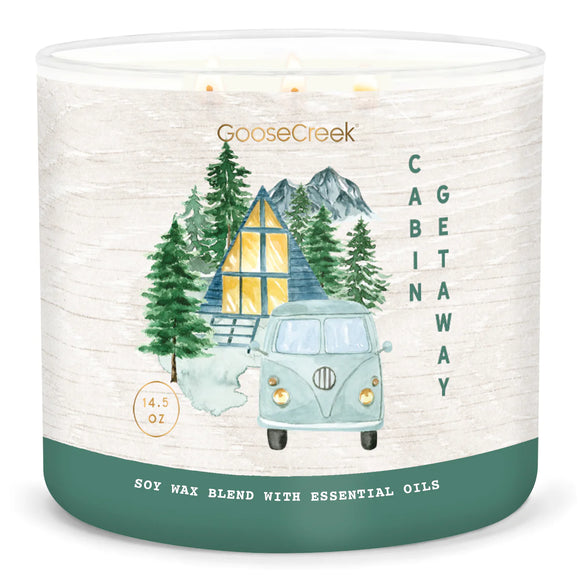 CABIN GETAWAY Large Jar 3-Wick Candle by Goose Creek Candle Company