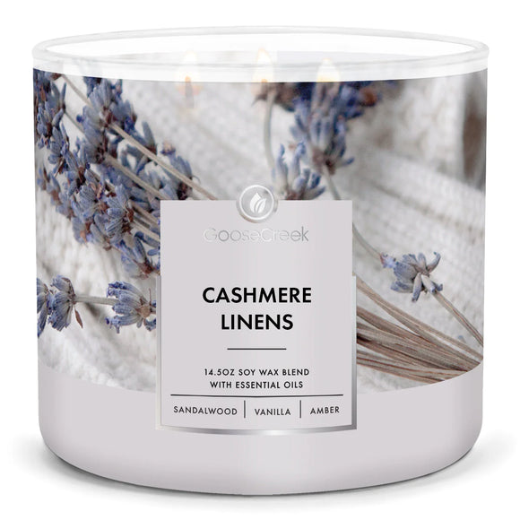 CASHMERE LINENS Large Jar 3-Wick Candle by Goose Creek Candle Company