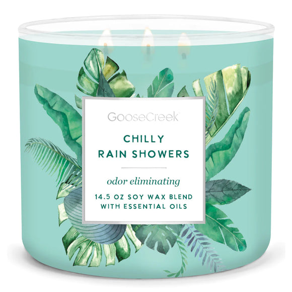 CHILLY RAIN SHOWERS **Odor Eliminator**Large 3-Wick Candle by Goose Creek Candle Company