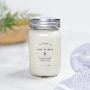 COASTAL LINEN 16 oz Large Jar Candle by Antique Candle Company