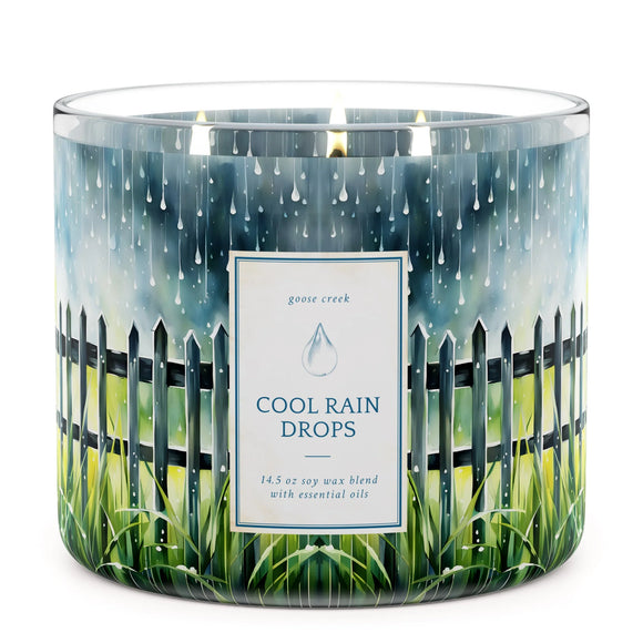 COOL RAIN DROPS Large 3-Wick Jar Candle by Goose Creek Candle Company