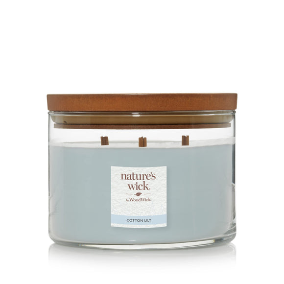 COTTON LILY  3-wick Large Jar Candle from Woodwick's Nature's Wick Collection