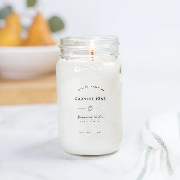 COUNTRY PEAR 16 oz Large Jar Candle by Antique Candle Company
