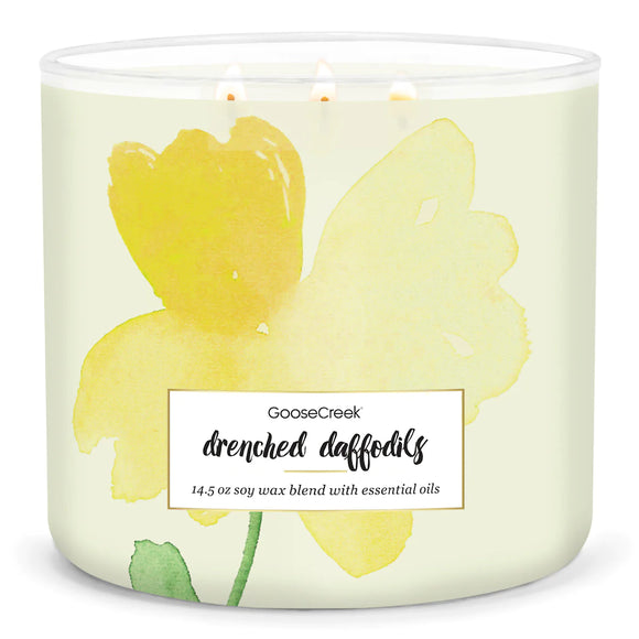 DRENCHED DAFFOLDILS Large 3-Wick Jar Candle by Goose Creek Candle Company