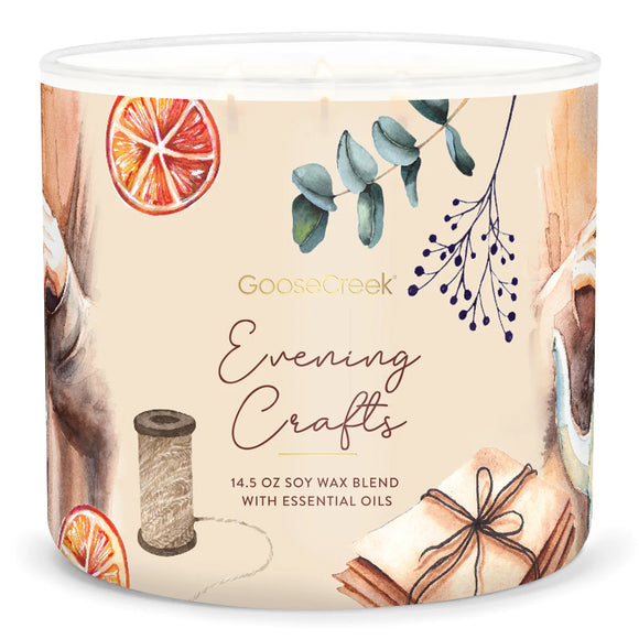 EVENING CRAFTS Large Jar 3-Wick Jar Candle by Goose Creek Candle Company