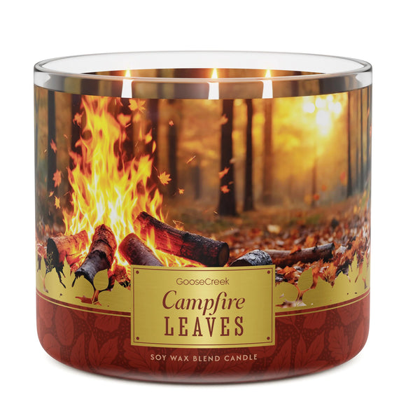 CAMPFIRE LEAVES Large Jar 3-Wick Candle - Goose Creek Candle (Fall Tradition Collection)