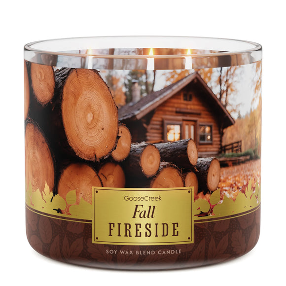 FALL FIRESIDE Large Jar 3-Wick Candle - Goose Creek Candle (Fall Tradition Collection)