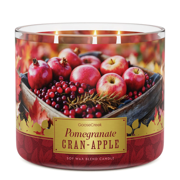 POMEGRANATE CRAN-APPLE Large Jar 3-Wick Candle - Goose Creek Candle (Fall Tradition Collection)