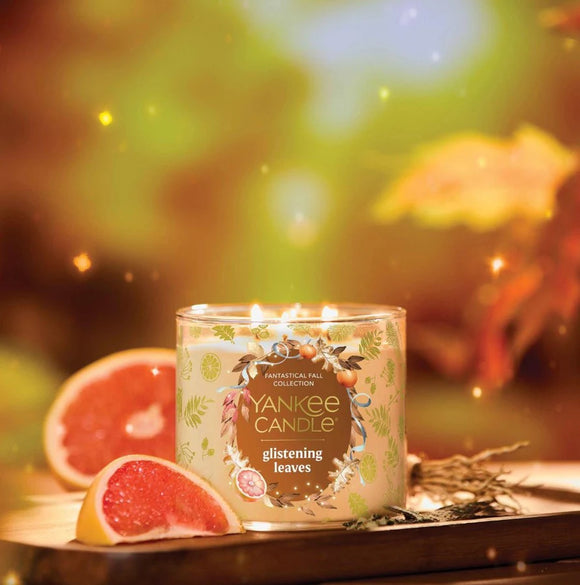 GLISTENING LEAVES Large Jar 3-Wick Candle - Yankee Candle