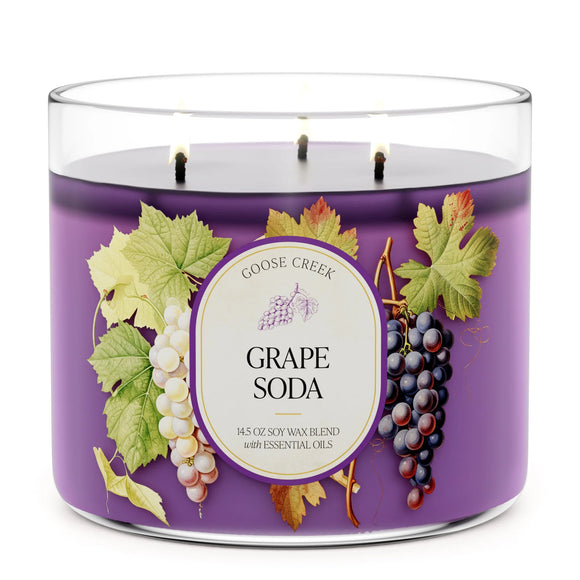 GRAPE SODE Large 3-Wick Jar Candle by Goose Creek Candle Company