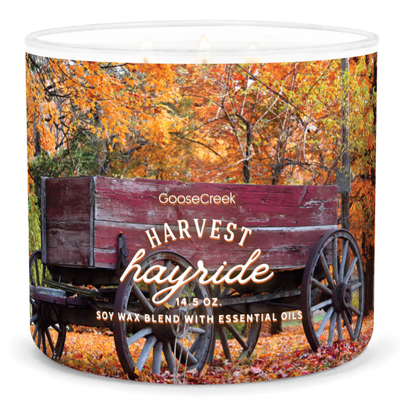 HARVEST HAYRIDE Large 3-Wick Jar Candle by Goose Creek Candle Company