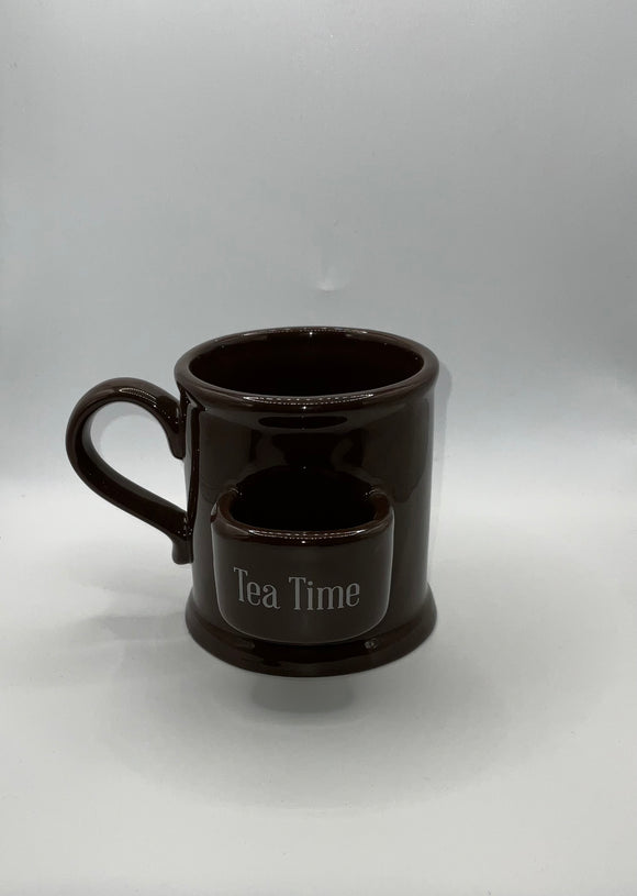 12.8 oz. TEA TIME MUG WITH TEA BAG POCKET - Brown