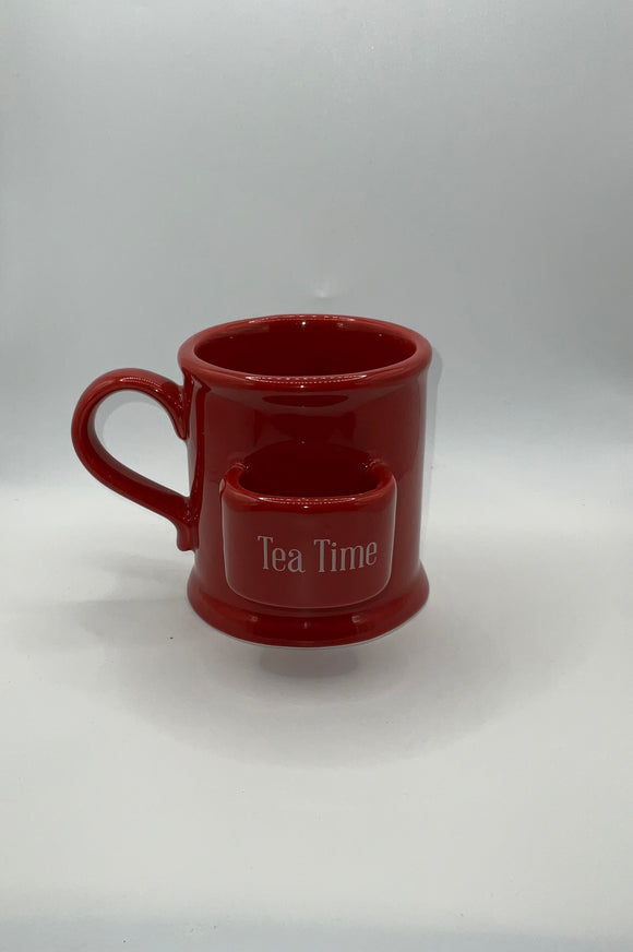 12.8 oz. TEA TIME MUG WITH TEA BAG POCKET - Red