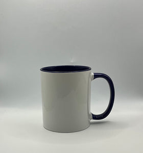 11 oz COLORED INSIDE/HANDLE Coffee Mug - White Out Colbalt Blue In