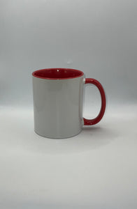 11 oz COLORED INSIDE/HANDLE Coffee Mug - White Out Red In