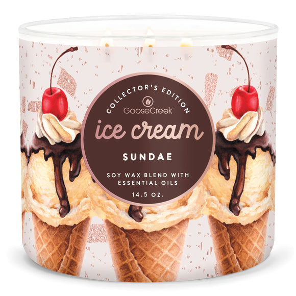 ICE CREAM SUNDAE Large 3-Wick Jar Candle by Goose Creek Candle Company