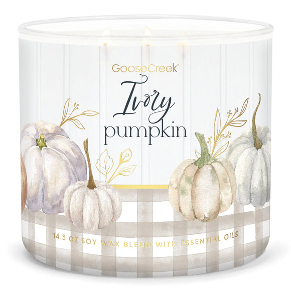 IVORY PUMPKIN Large 3-Wick Jar Candle by Goose Creek Candle Company