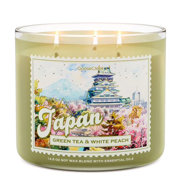 JAPAN GREEN TEA & WHITE PEACH Large Jar Candle - Goose Creek Candle (Travel the World)