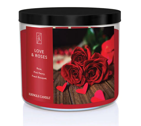 LOVE & ROSES Large Jar Candle by Kringle Candle Company
