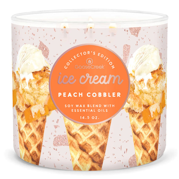 PEACH COBBLER ICE CREAM Large 3-Wick Jar Candle by Goose Creek Company