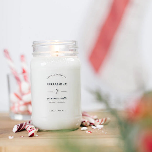 Peppermint Large Mason Jar Candle by Antique Candle Company