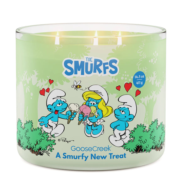 A SMURFY NEW TREAT Large Jar 3-Wick Candle - Goose Creek (Smurf Collection)