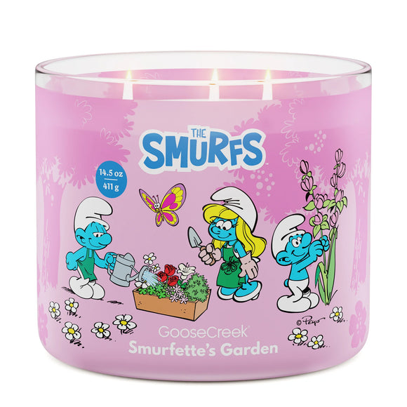 SMURFETTE'S GARDEN Large Jar 3-Wick Candle - Goose Creek Candle (A Smurfs Collection)
