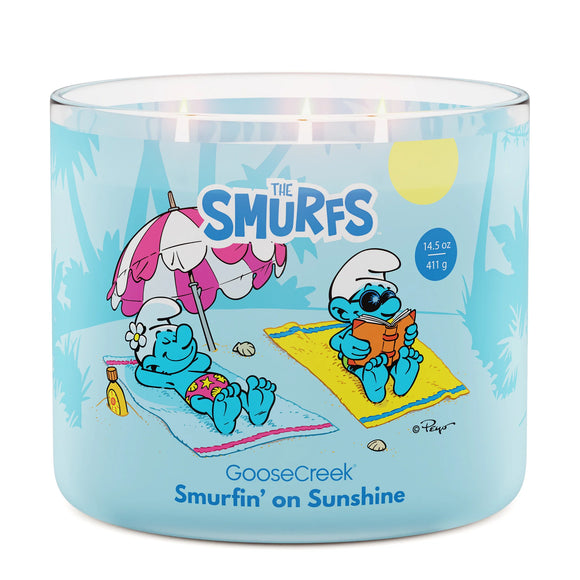 SMURFIN' ON SUNSHINE Large Jar 3-Wick Candle - Goose Creek Candle (A Smurfs Collection)