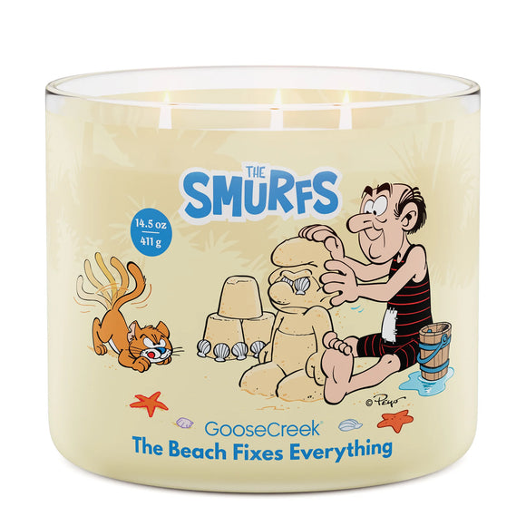THE BEACH FIXES EVERYTHING Large Jar 3-Wick Candle - Goose Creek (A Smurfs Collection)