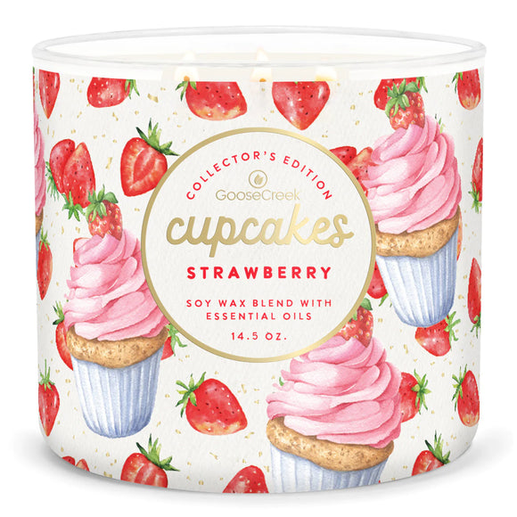 STRAWBERRY CUPCAKES Large 3-Wick Jar Candle by Goose Creek Candle Company
