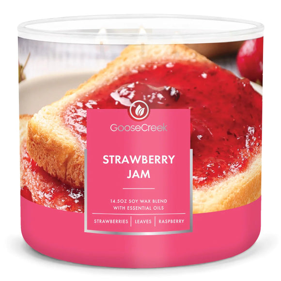 STRAWBERRY JAM Large Jar 3-Wick Candle by Goose Creek Candle Company