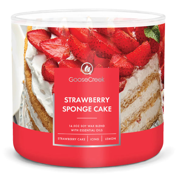 STRAWBERRY SPONGE CAKE Large 3-Wick Candle by Goose Creek Candle Company