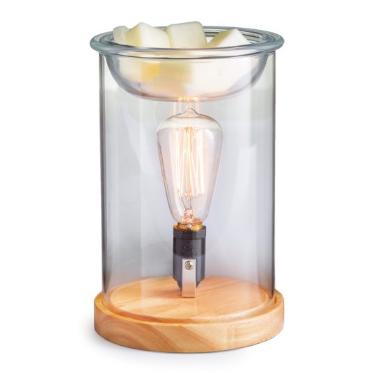 WOOD AND GLASS VINTAGE BULB ILLUMINATION FRAGRANCE WARMER by Candle Warmers, Etc
