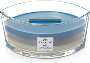 TROPICAL OASIS SAND & DRIFTWOOD AT THE BEACH Large Candle from WoodWick's Trilogy Collection