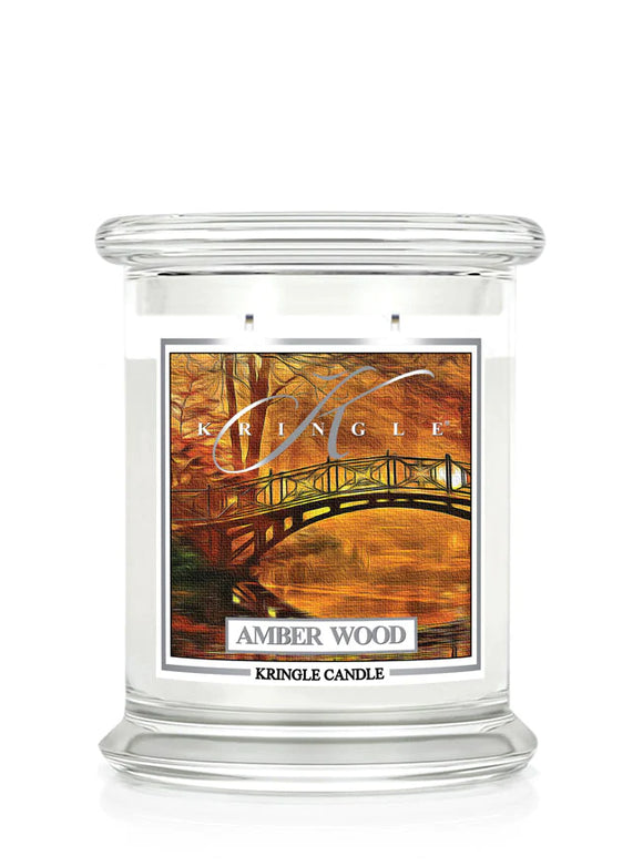 AMBER WOOD Medium Jar Candle by Kringle Candle Company