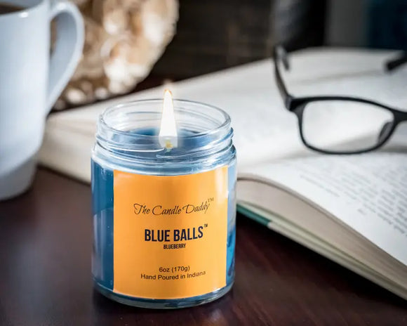 BLUE BALLS (BLUEBERRY) Small Mason Jar Candle by The Candle Daddy