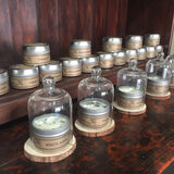 FRENCH LAVENDER CANDLE IN CLOCHE BELL JAR with Wood Slice Display Set