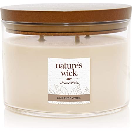 CASHMERE WOOL 18 oz candle from WoodWick's Nature's Wick Collection