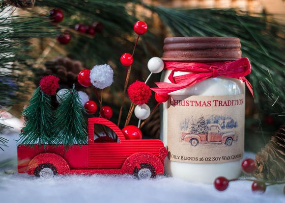 CHRISTMAS TRADITION Large Jar Candle by Oily Blends LLC