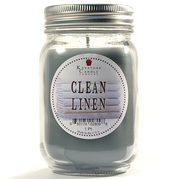 CLEAN COTTON Large Mason Jar Candle by Keystone Candle Company