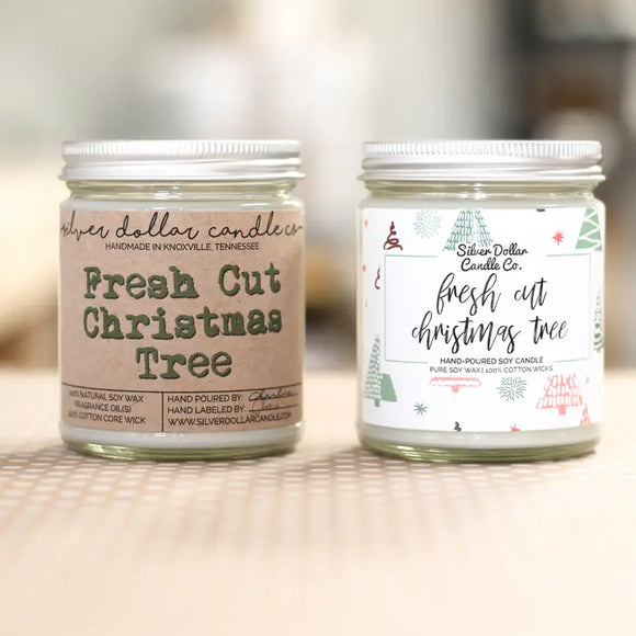 FRESH CUT CHRISTMAS TREE  8 oz Medium Jar Candle by Silver Dollar Candle Co.