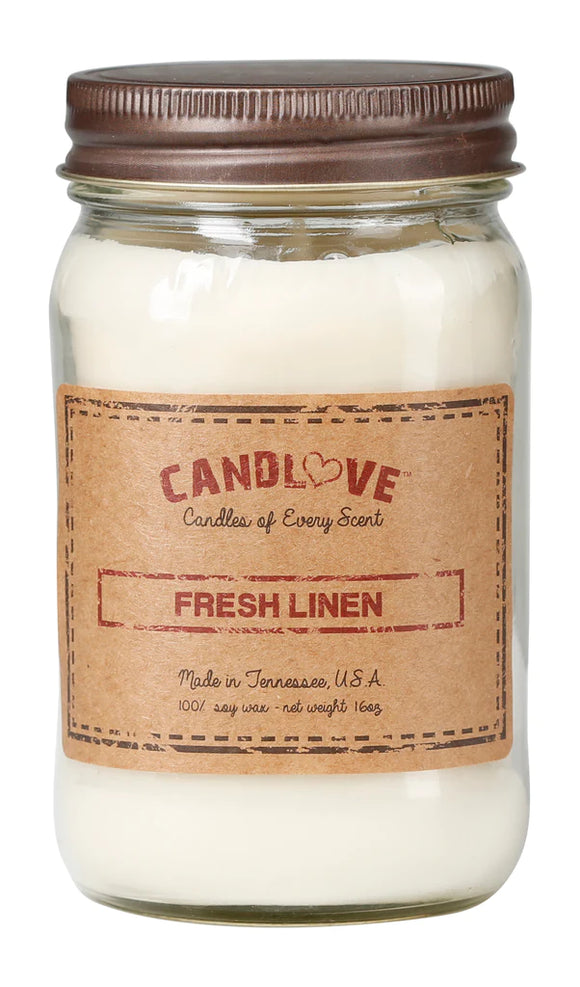 FRESH LINEN 16 oz (reusable) Large Jar Candle