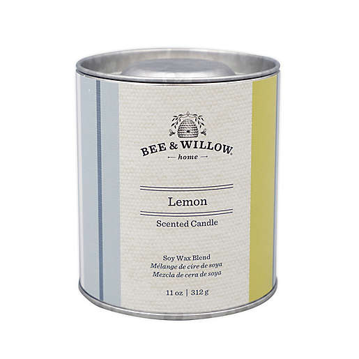 LEMON 11 oz Tin Candle with Linen Stripe Design by Bee & Willow Home