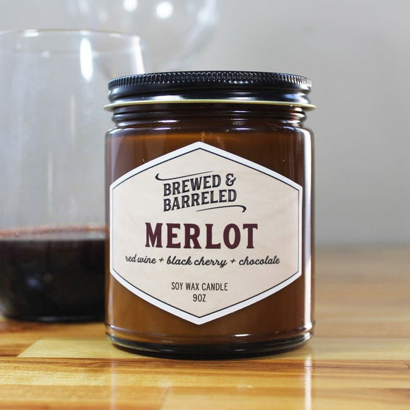 MERLOT 9 oz Small Amber Jar Candle