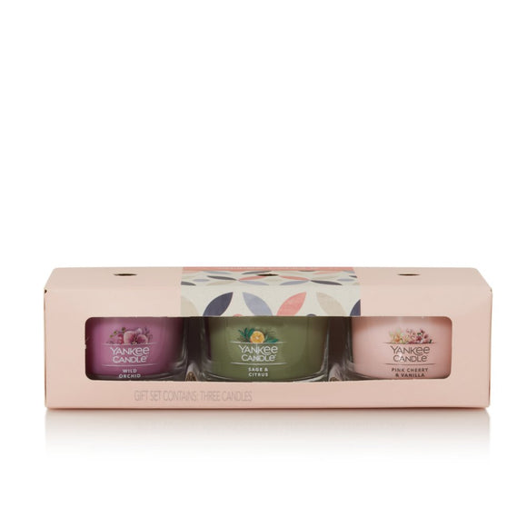 PINK CHERRY & VANILLA, SAGE & CITRUS and WILD ORCHID set of 3 MINI'S by Yankee Candle