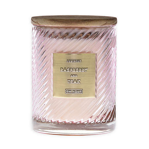 LUMINOUS RASPBERRY AND TEAK Spiral and Stripe Medium Jar Candle by DW Home Candle Company