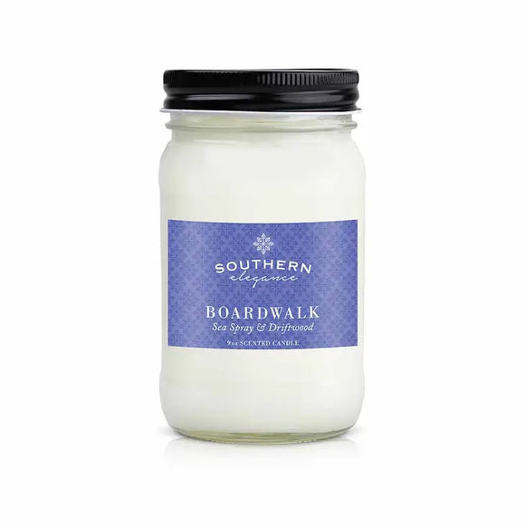 BOARDWALK SEA SPRAY & DRIFTWOOD 16 oz Large Mason Jar Candle from Southern Elegance's Jubilee Collection