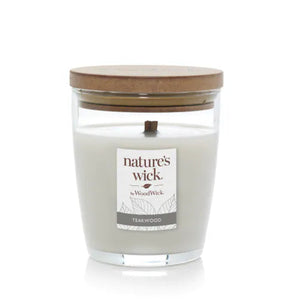 TEAKWOOD Medium Jar Candle from WoodWick's Nature's Wick Collection