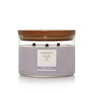 VIOLET & CEDAR Large Jar Candle from Woodwick's Nature's Wick Collection