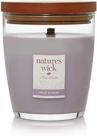 VIOLET & CEDAR Medium Jar Candle from WoodWick's Nature's Wick Collection